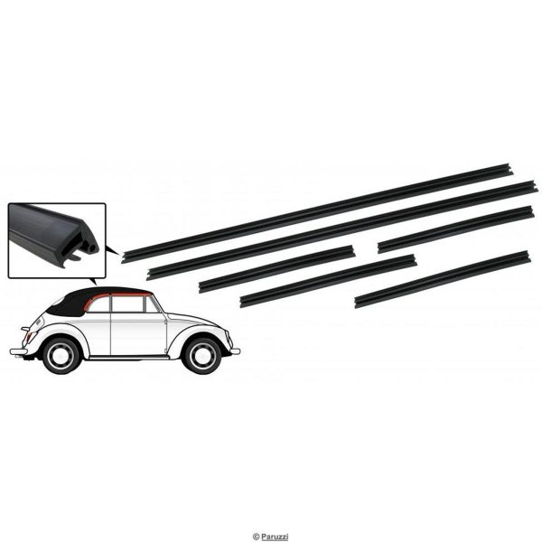 VW Käfer Käferfarm Gummis zwischen Verdeckrahmen und Seitenfenstern auf 2 Seiten